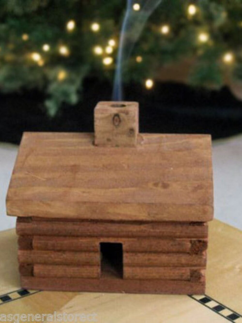 small LOG CABIN INCENSE BURNER 2.5"x3.5" with 10 balsam fir logs by Paine's